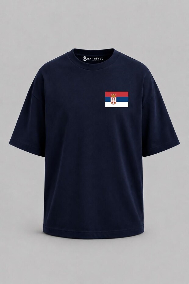 Oversize Serbia Flag Pocket Printed Unisex T-Shirt
