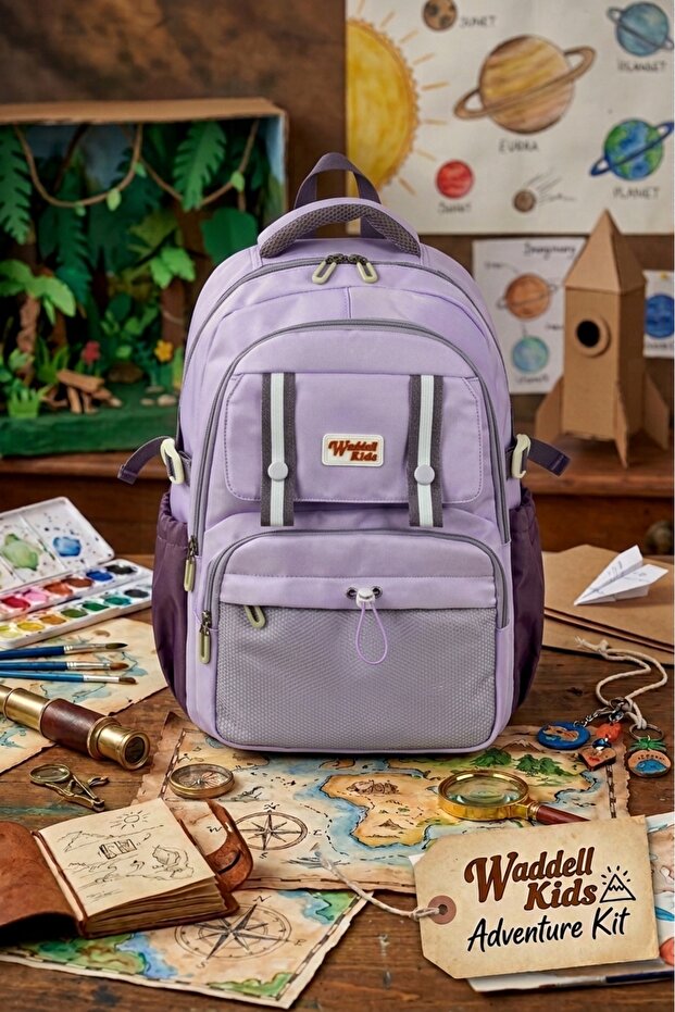 Kids Multi-Compartment Orthopedic Primary and Secondary School School Bag with Accessories - Adventure Kit Backpack