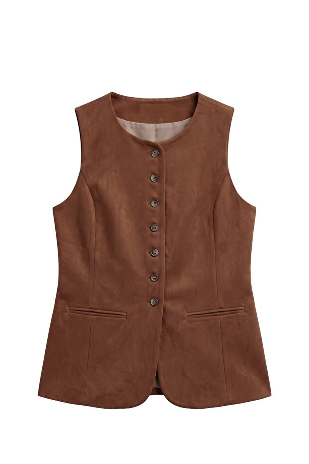 Brown Meryl Suede Vest