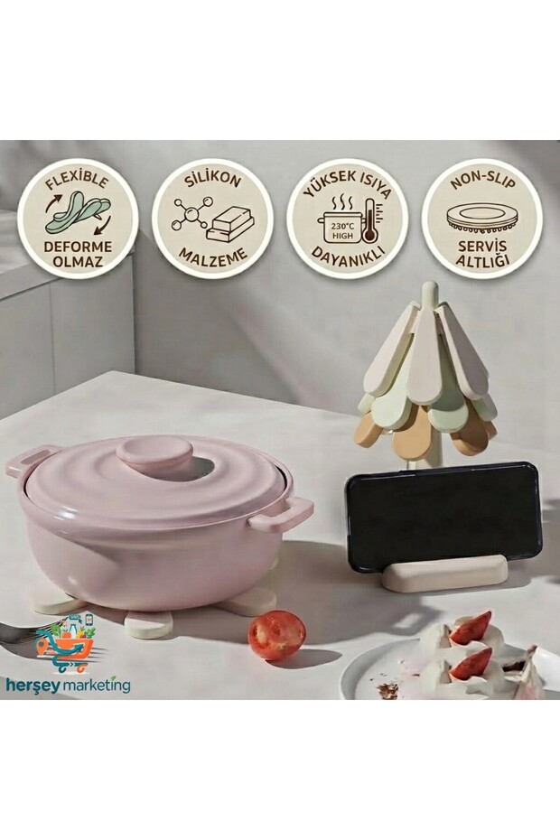 3-Piece Plastic Trivet Set with Stand, Heat-Resistant Cup and Pot Bottom Folding Trivet, 3-Piece Silicone Trivet Set