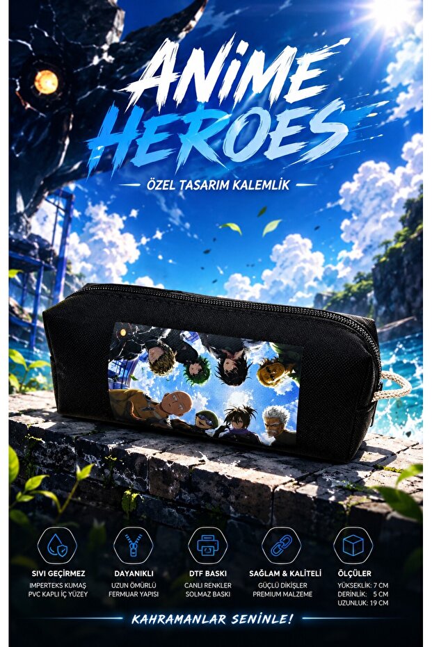 Special Design "Anime Heroes" One Punch Man Printed Black Impertex Fabric Pen Holder and Multi-Purpose Pen