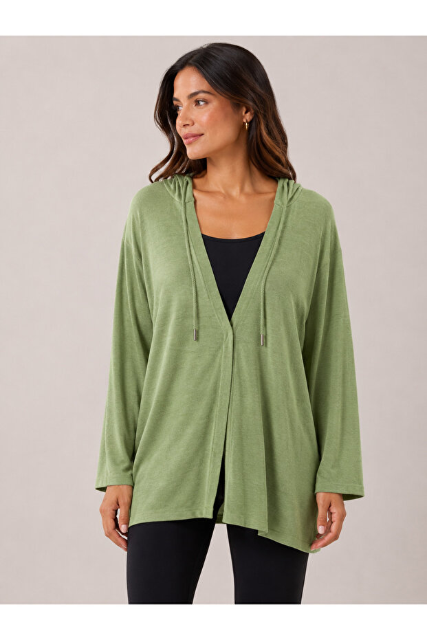 Women's Hooded Long Sleeve Relaxed Fit Cardigan