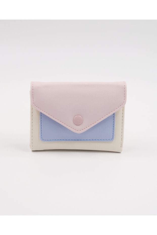 Women's Multi-Colored Wallet with Snap Fastener Detail