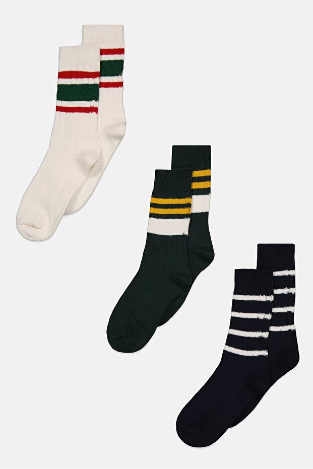 Men 3 Pair Textured Socks, Multicolor