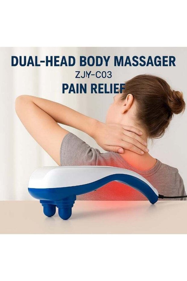 Dual Head Electric Full Body Massager with Multiple Attachments – Handheld Deep Tissue Muscle Massage Device for Neck, Back, Shoulders & Legs