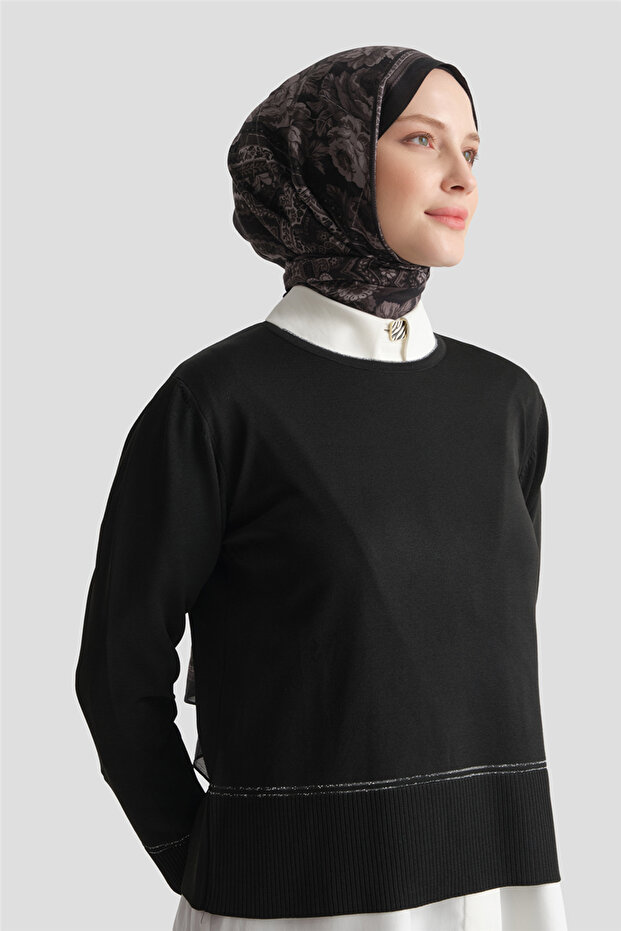 Stripe Detailed Knitwear Sweater Black