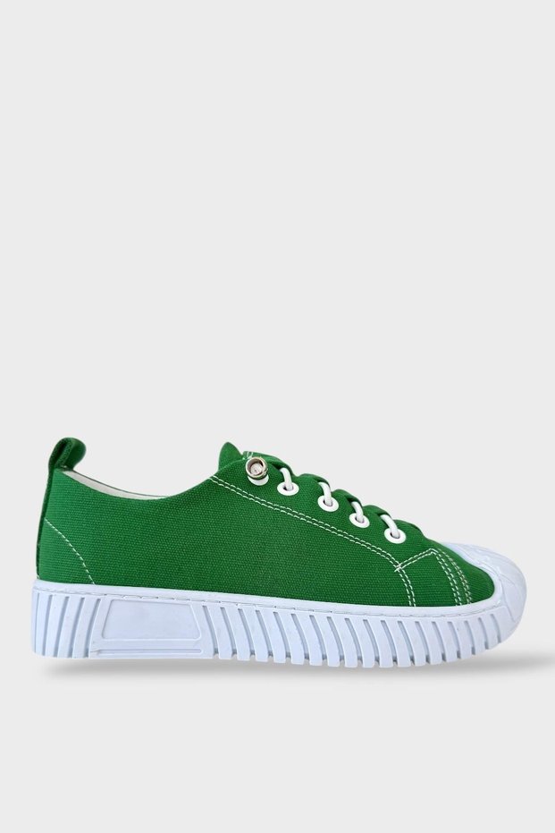 Women's Easy-To-Wear Rubber Lace-Up Sports Linen Sneaker Shoes Green