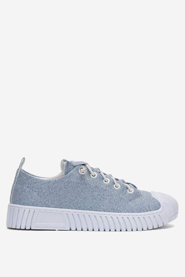Women's Easy-To-Wear Rubber Lace-Up Sports Linen Sneaker Shoes Blue