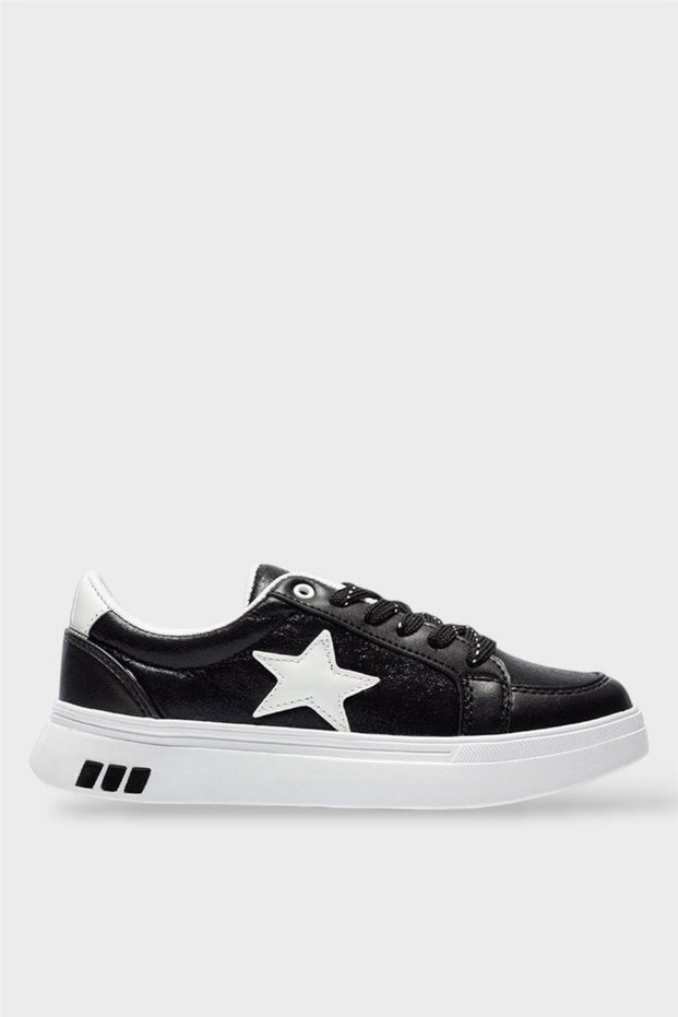 Women's Star Detail Stylish Sneaker Shoes Black - White