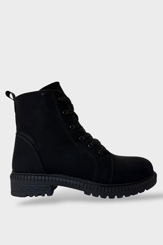 Thermo Sole Zippered Lace-Up Women's Boots Black