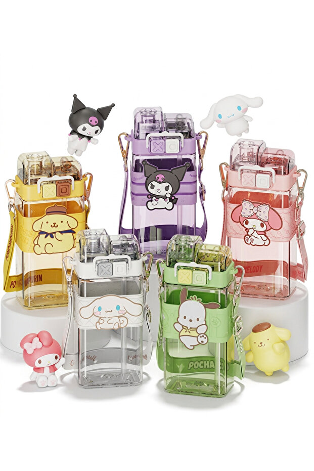 Square Double Drinking Water Bottle with Straw Assorted, 1 Piece