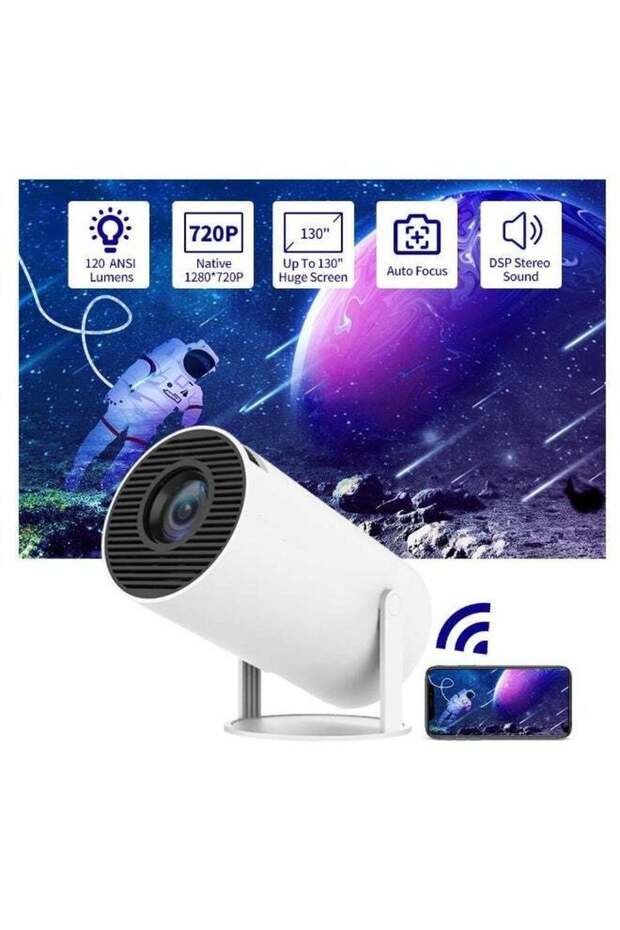 Compact Smart Home Cinema Projector – High-Definition Portable Video Projector with Adjustable Projection Angle, Powerful Optical Lens, Remote Controller and Space-Saving Design, Perfect