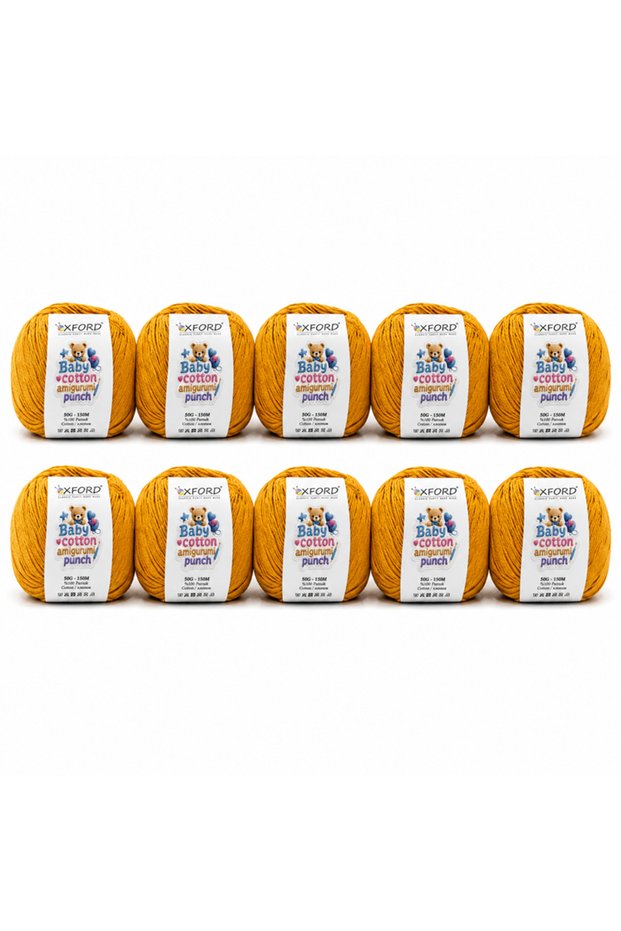 Pack of 10 Oxford Baby Cotton Amigurumi Punch 50Gr/150M No:0060 Mustard Yellow