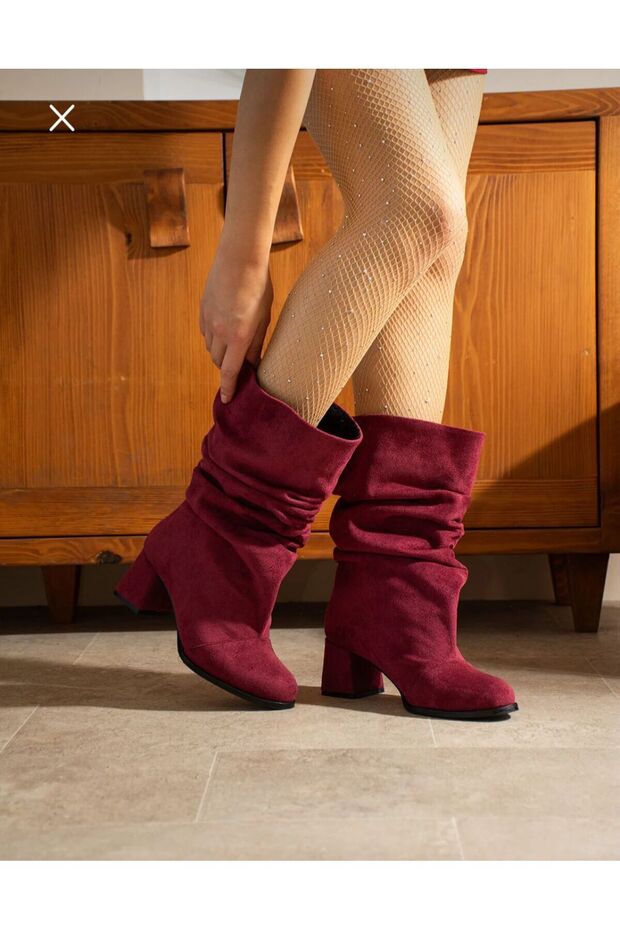 Telly Bordo Suede Rubber Sole Boots Bottie