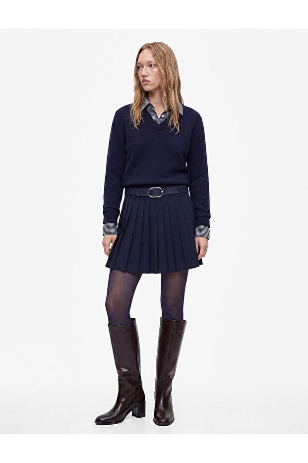 Layered Shirt Collar Long Sleeve Knitwear Sweater