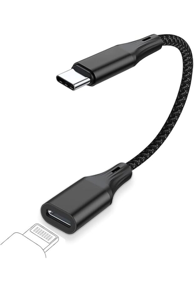 محول USB-C ذكر إلى Lightning أنثى، يدعم الشحن السريع بقدرة 60 واط ونقل البيانات