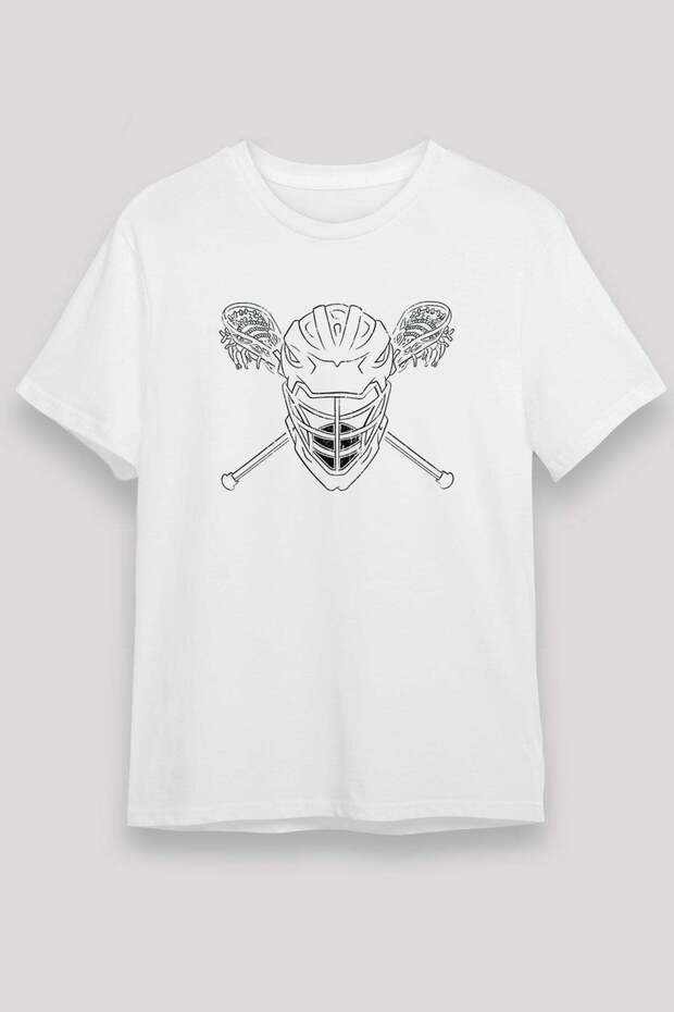 Lacrosse Printed Unisex White T-Shirt - Tshirt