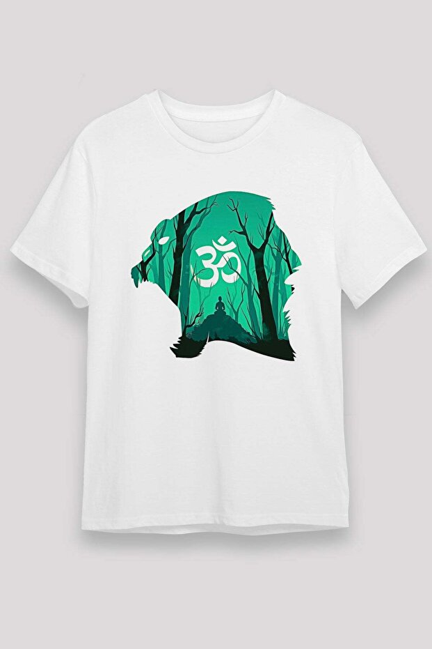 Om Printed Unisex White T-Shirt - Tshirt