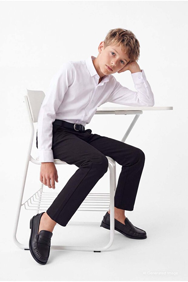 Boy's Button-Down Collar Long Sleeve Shirt