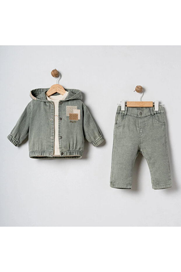 Mymi̇o Men's 6-24 Months Cardigan Embroidered 3-Piece Set