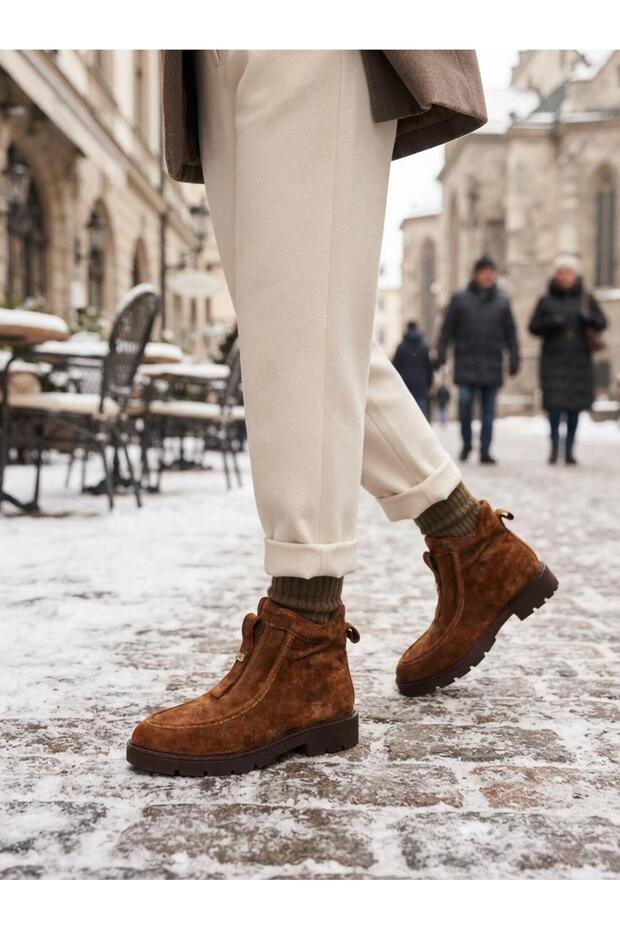 Tan Suede Leather Women's Daily Boots