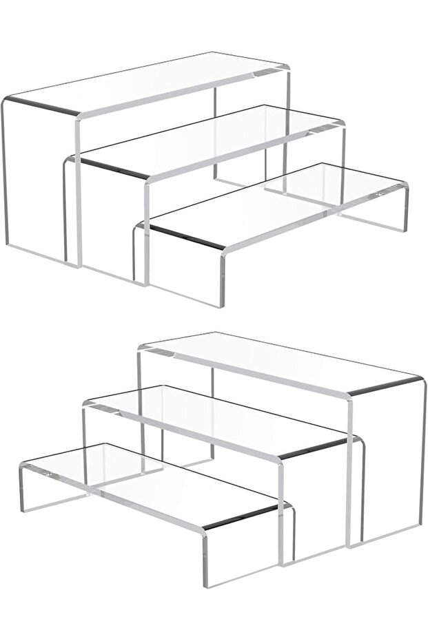 Acrylic Display Risers, Clear Rectangle Stands Shelf for Display 6pcs
