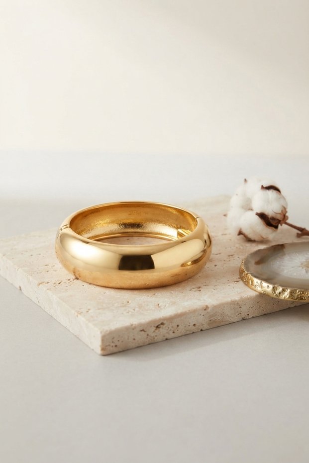 Gold Color Brass Vintage Thick Handcuff Bracelet Tj-Bb8864