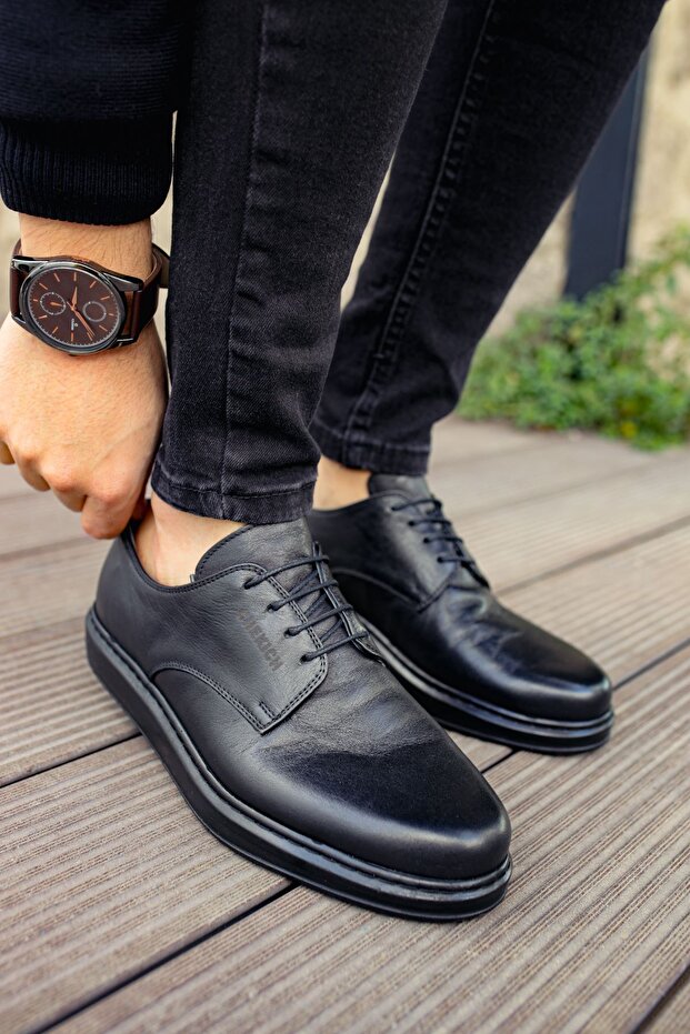 Ch003 - Dst Classica Pelle Di Cuoio Men's Shoes Black