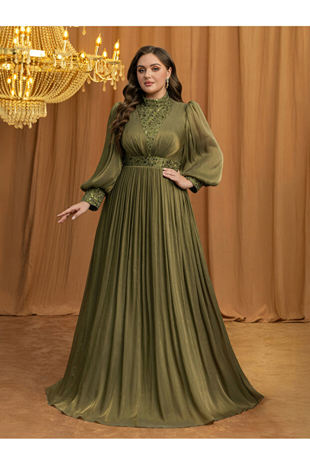 Plus Size Olive A-Line Maxi Dress