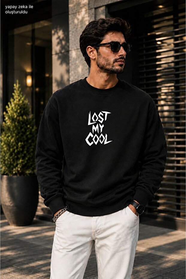 Men's Lost My Cool Slogan Printed Cycling Round Neck Casual Sweatshirt