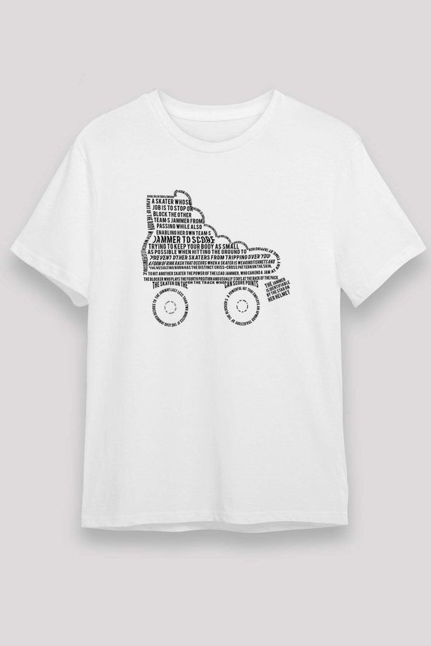 Skate Printed Unisex White T-Shirt - Tshirt