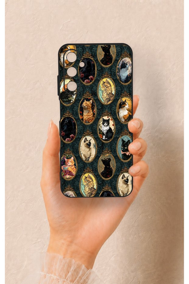 Samsung A05S Compatible Vintage Cat Portraits Patterned Silicone Case