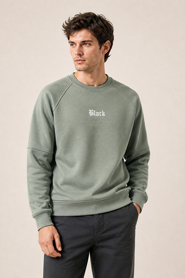 Black New Season Men's Winter Regular Fit Sweatshirt Cotton Mint