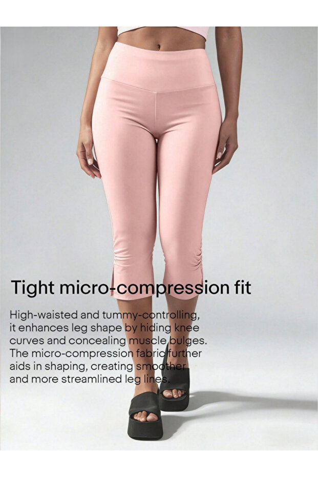 Pink High-Waisted Micro-Compression Capris
