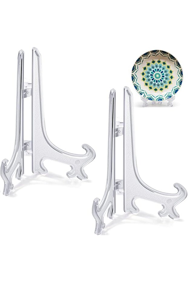 2 Pack 5 Inch Clear Acrylic Display Stands - Foldable Book Holder Easels for Cookbooks, Photo Frames