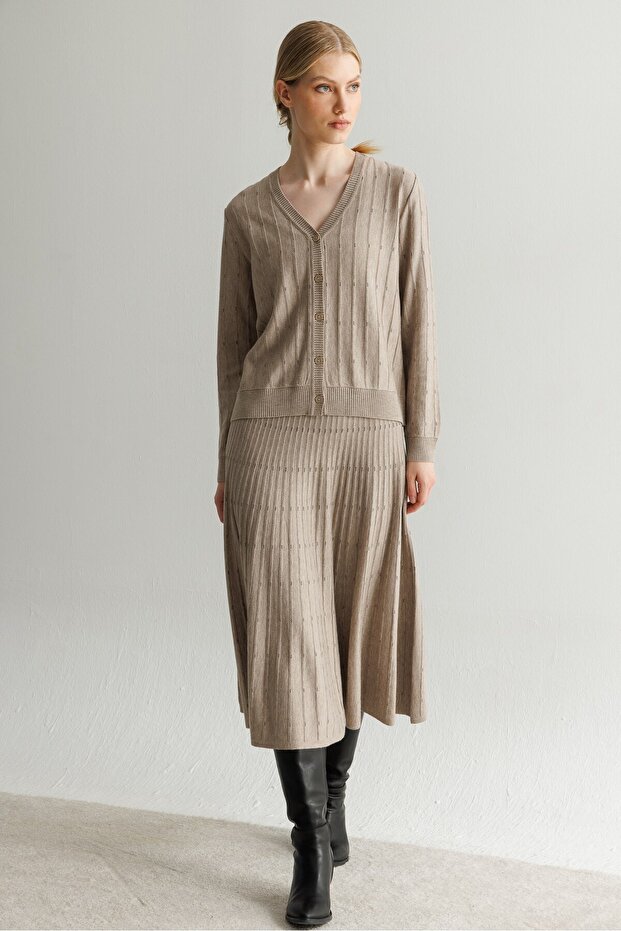 Women's Silvery Knitwear Skirt Mink