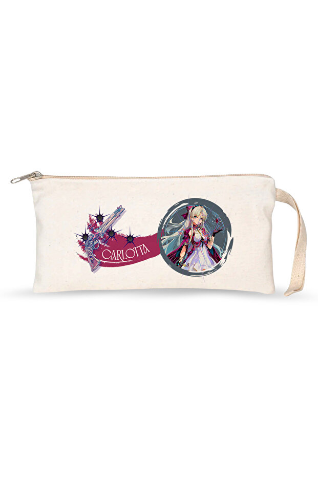 Wuthering Waves Carlotta Double Printed Laminated Raw Fabric Pencil Holder – 21×10 cm