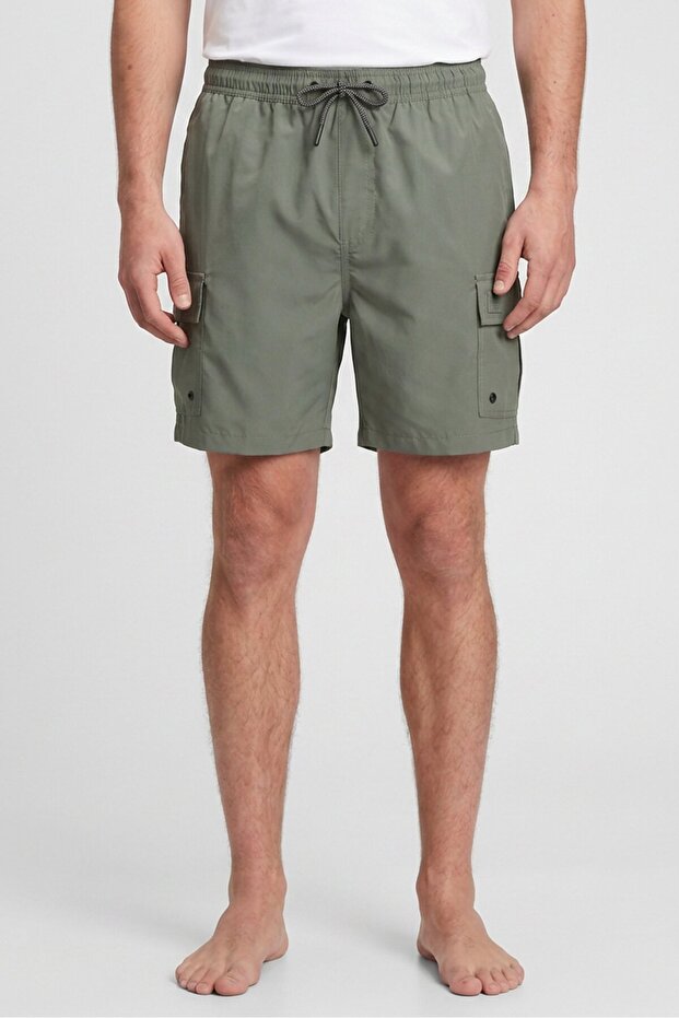 Men Brand Logo Broad Shorts, Green