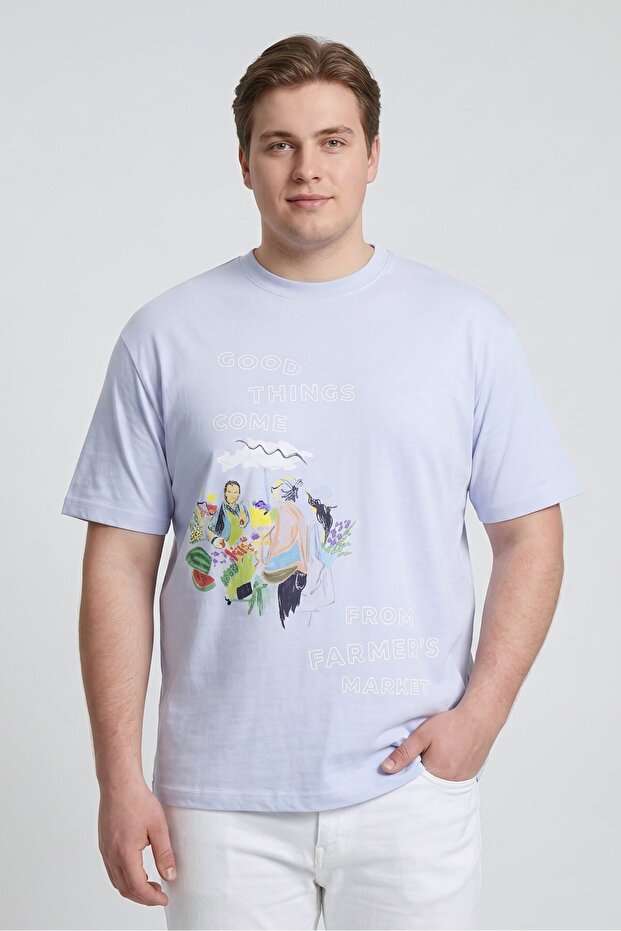 Zoox Men Crew Neck Graphic Print Short Sleeve T-Shirt, Light Blue