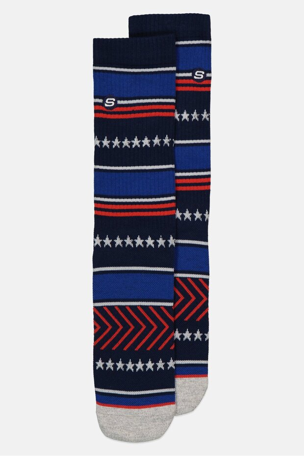 Men 1 Pair Embroidered Logo Crew Socks, Multicolor