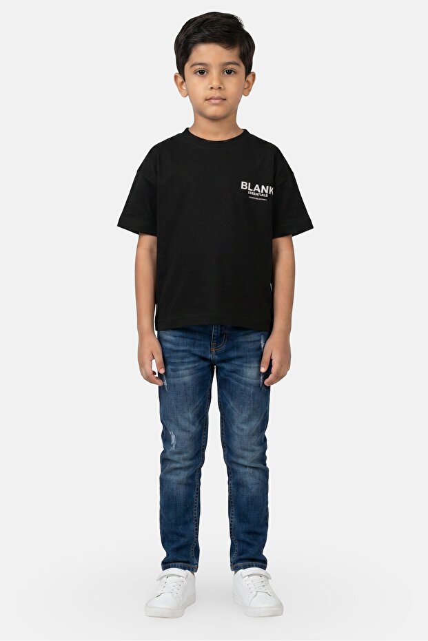 Kids Boy Brand Logo Short Sleeve T-Shirt, Black
