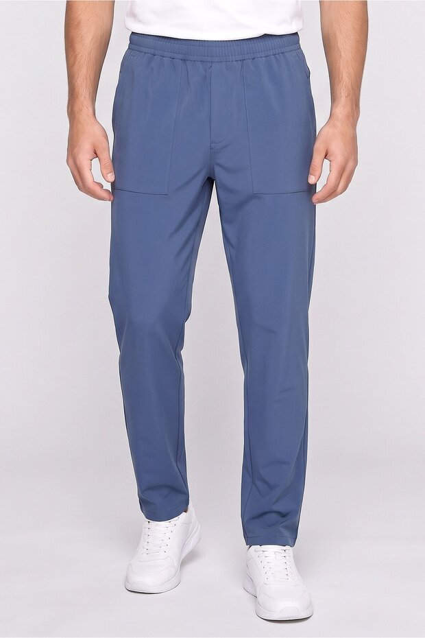 Men Sportswear Fit Plain Outdoor Trackpants, Blue