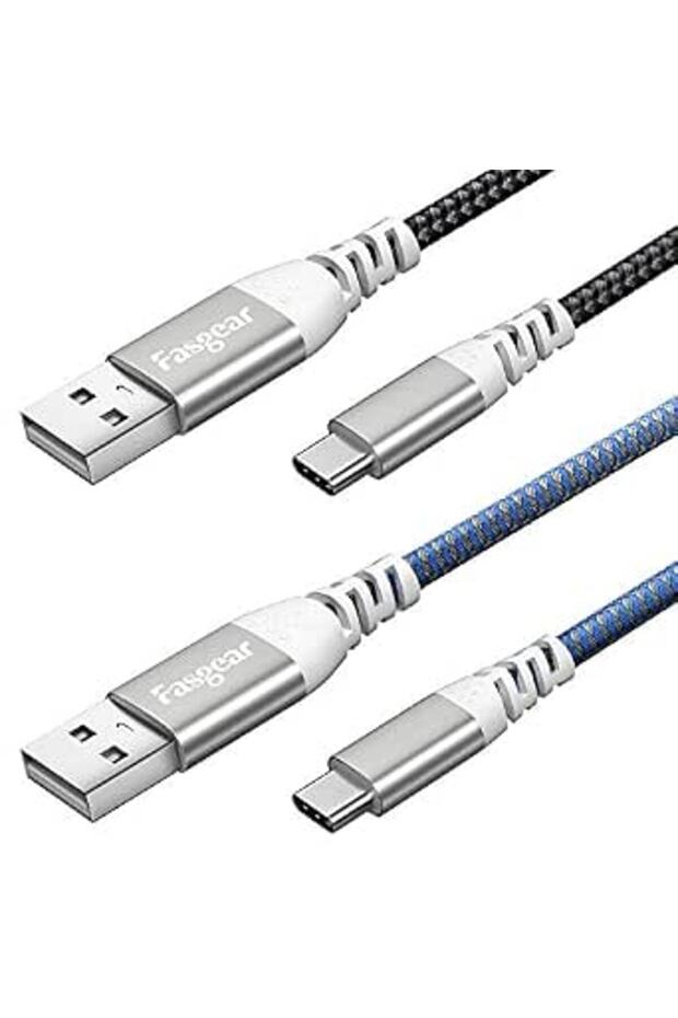 كيبل USB C من فاسجير، سلك شحن سريع نوع سي 2.0 (16 قدم، اسود وازرق)