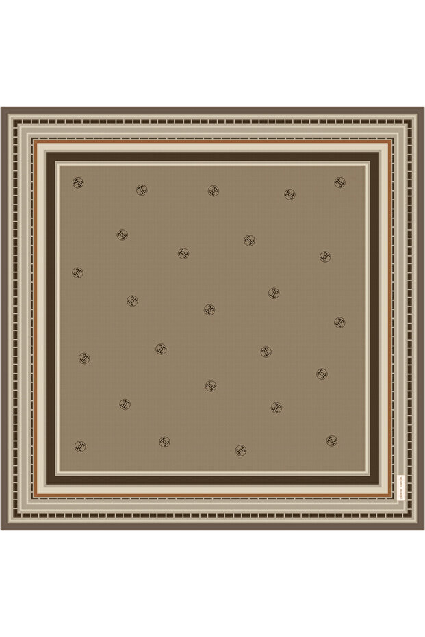 Beige 90X90 Silk Crepe Satin Scarf