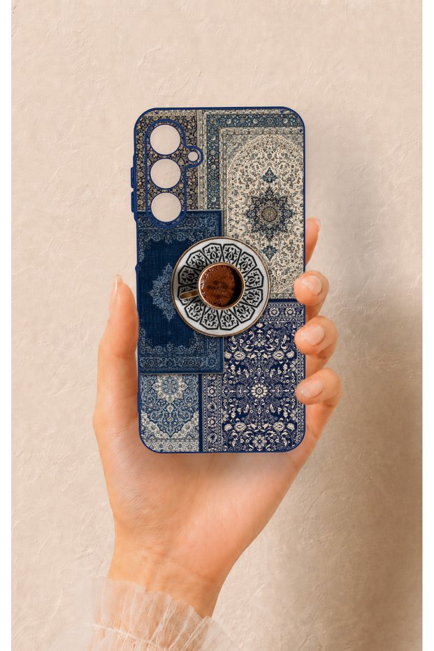 Samsung A16 Compatible Turkish Coffee and Kilim Patterned Silicone Case