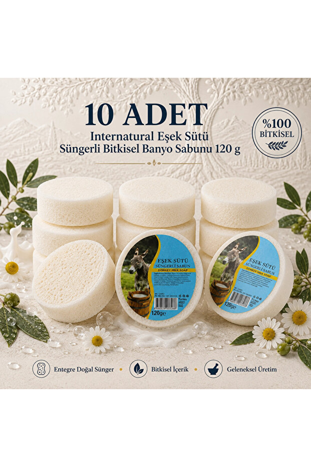 Internatural Donkey Milk Sponge Herbal Bath Soap 10 Pack (10 X 120 g)