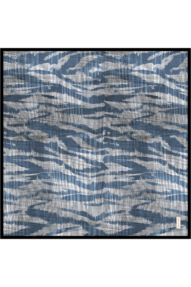 Navy Blue 90X90 Silk Crepe Satin Scarf