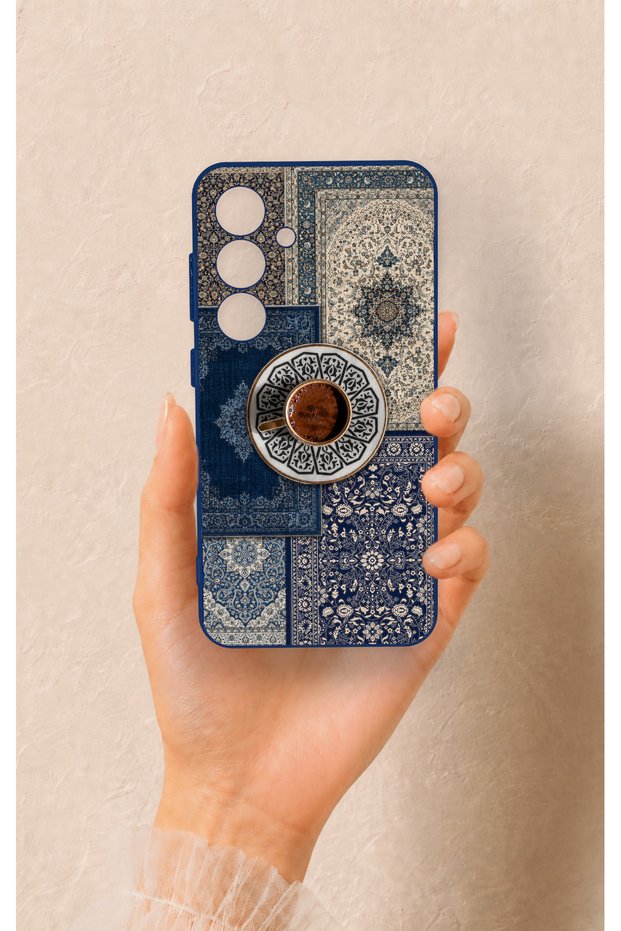 Samsung S24 Compatible Turkish Coffee and Kilim Patterned Silicone Case
