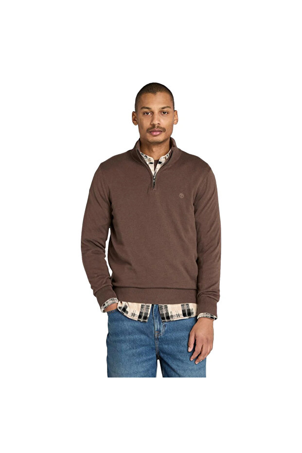 Williams River Cotton Yd 1/4 Zip Sweater Men's Brown Pullover