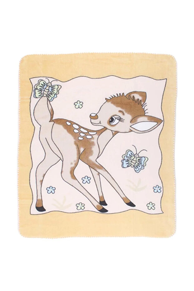 Unisex Brown Yellow Gazelle Patterned Fleece Blanket 85*100 cm
